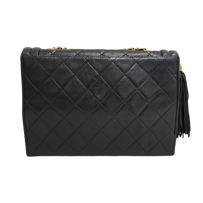 CHANEL Vintage Matelasse Framed Flap Chain Shoulder Bag Lambskin Black Gold Hardware