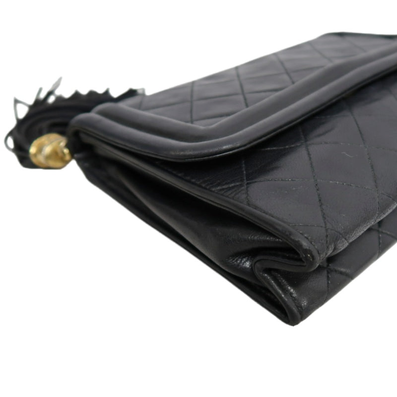 CHANEL Vintage Matelasse Framed Flap Chain Shoulder Bag Lambskin Black Gold Hardware