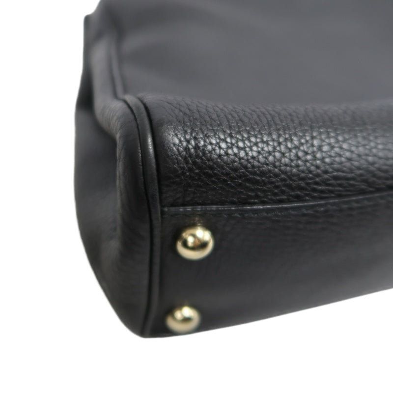 GUCCI  Bamboo Calfskin Leather Mini Top Handle Bag In Black, With Removable Shoulder Strap