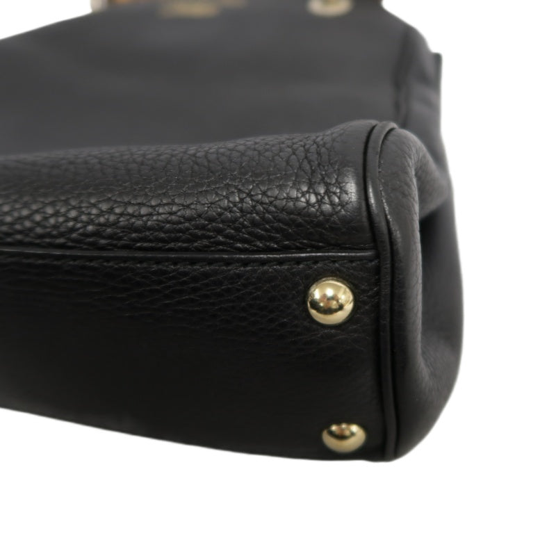 GUCCI  Bamboo Calfskin Leather Mini Top Handle Bag In Black, With Removable Shoulder Strap