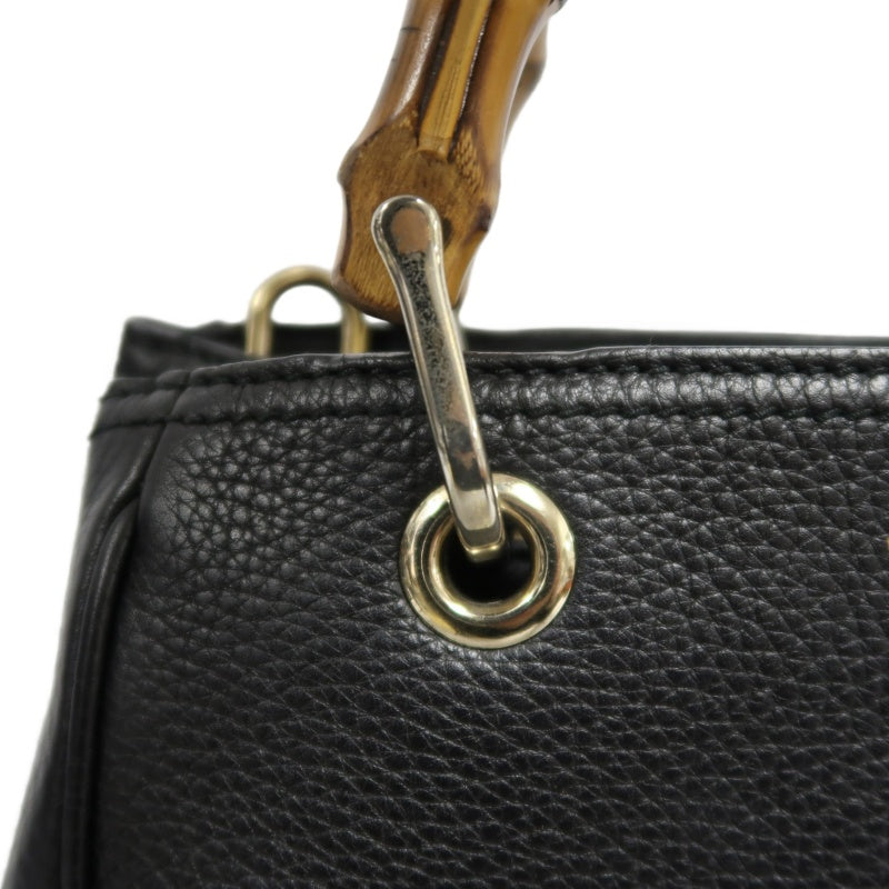 GUCCI  Bamboo Calfskin Leather Mini Top Handle Bag In Black, With Removable Shoulder Strap