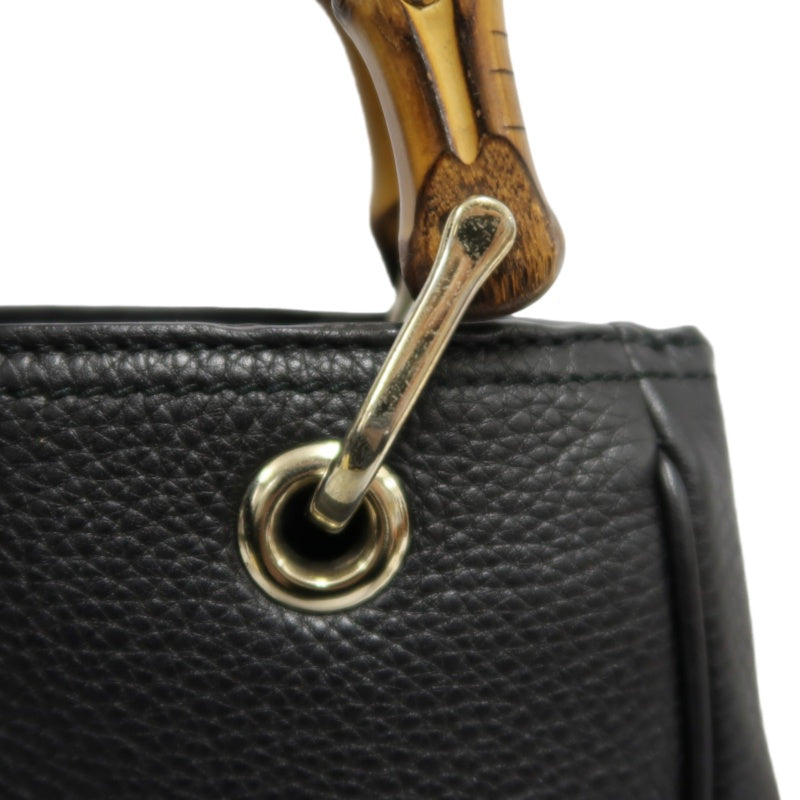 GUCCI  Bamboo Calfskin Leather Mini Top Handle Bag In Black, With Removable Shoulder Strap