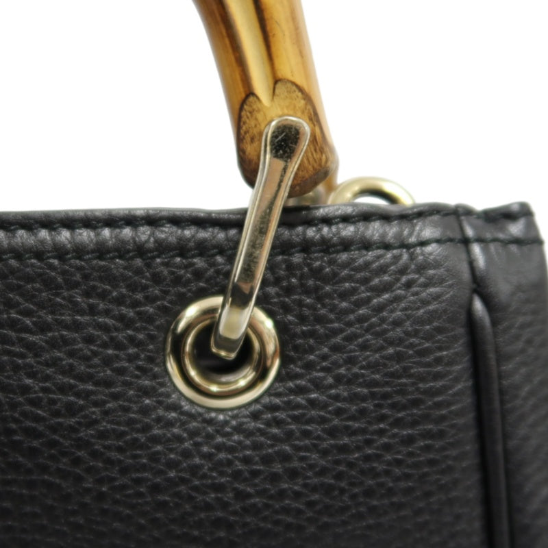 GUCCI  Bamboo Calfskin Leather Mini Top Handle Bag In Black, With Removable Shoulder Strap