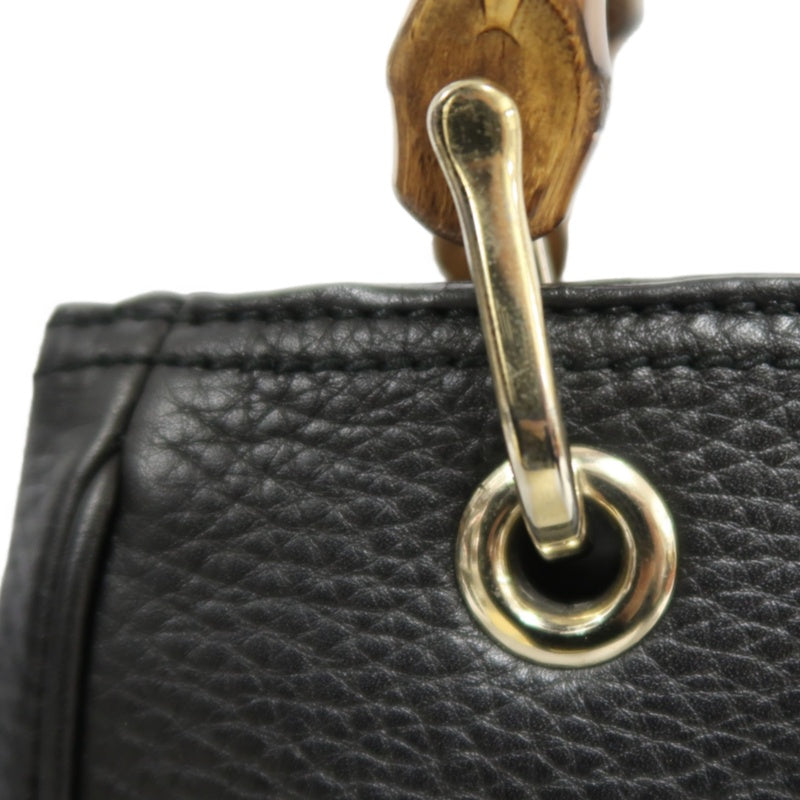 GUCCI  Bamboo Calfskin Leather Mini Top Handle Bag In Black, With Removable Shoulder Strap