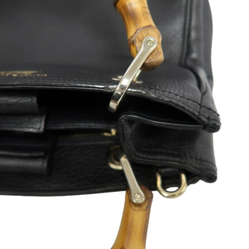 GUCCI  Bamboo Calfskin Leather Mini Top Handle Bag In Black, With Removable Shoulder Strap