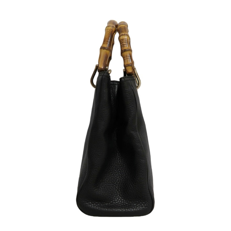 GUCCI  Bamboo Calfskin Leather Mini Top Handle Bag In Black, With Removable Shoulder Strap
