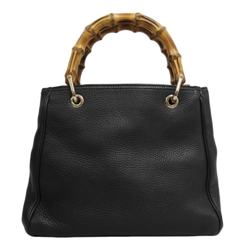 GUCCI  Bamboo Calfskin Leather Mini Top Handle Bag In Black, With Removable Shoulder Strap