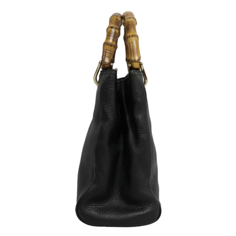 GUCCI  Bamboo Calfskin Leather Mini Top Handle Bag In Black, With Removable Shoulder Strap