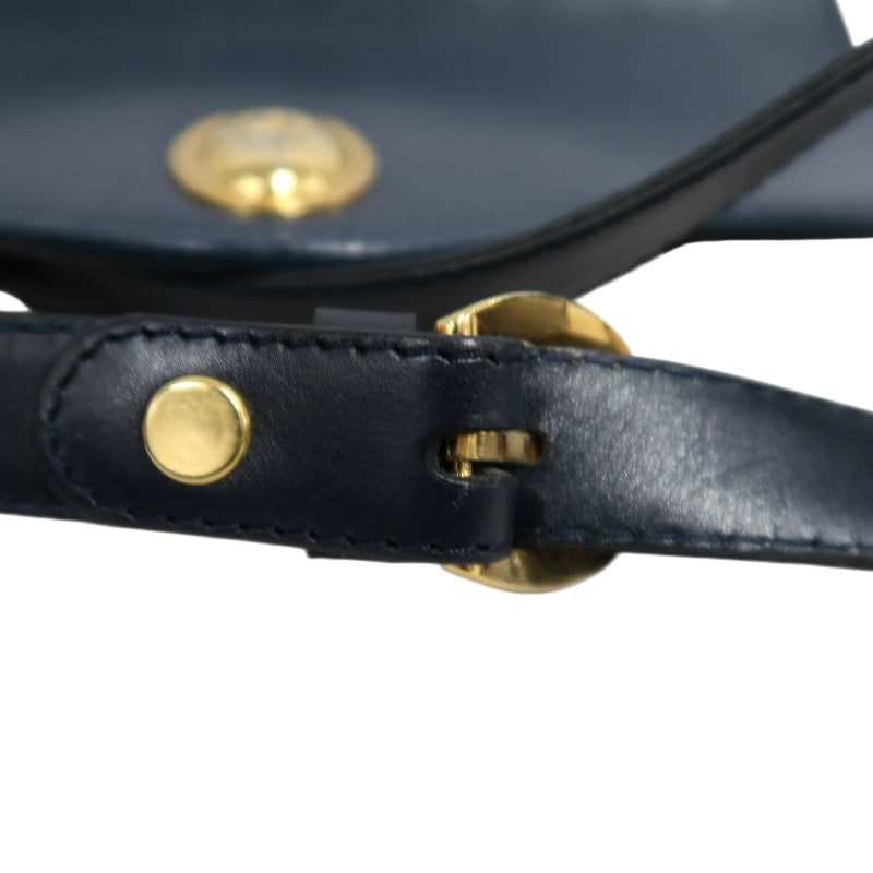 DIOR Calfskin Leather Flap Shoulder Crossbody Bag, Navy, Gold‑Tone Hardware, With Dust Bag