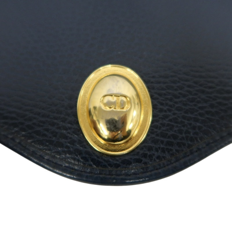 DIOR Calfskin Leather Flap Shoulder Crossbody Bag, Navy, Gold‑Tone Hardware, With Dust Bag