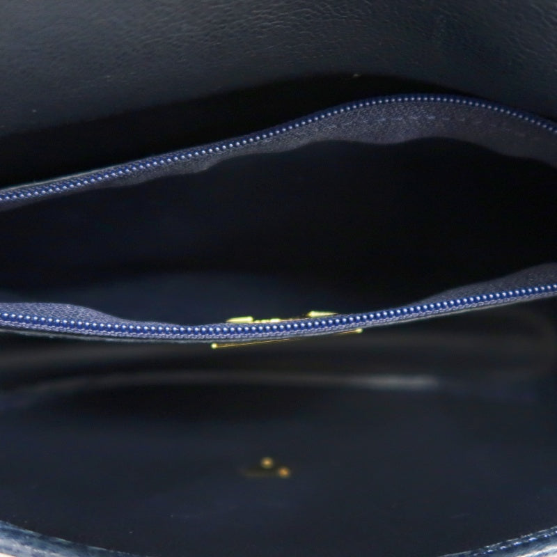 DIOR Calfskin Leather Flap Shoulder Crossbody Bag, Navy, Gold‑Tone Hardware, With Dust Bag