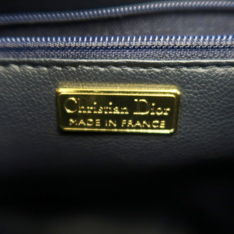 DIOR Calfskin Leather Flap Shoulder Crossbody Bag, Navy, Gold‑Tone Hardware, With Dust Bag