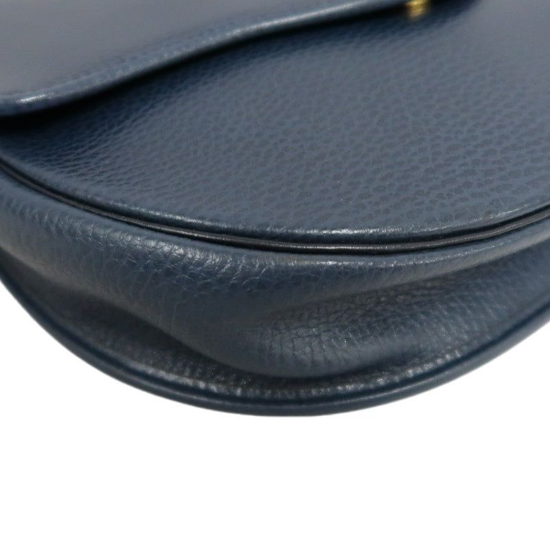DIOR Calfskin Leather Flap Shoulder Crossbody Bag, Navy, Gold‑Tone Hardware, With Dust Bag