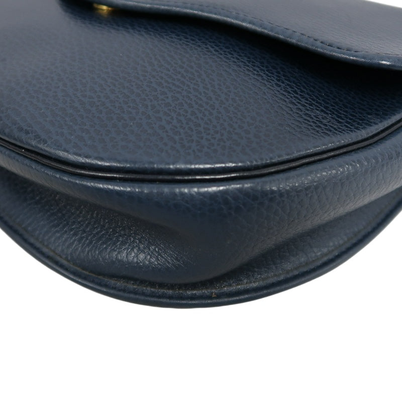 DIOR Calfskin Leather Flap Shoulder Crossbody Bag, Navy, Gold‑Tone Hardware, With Dust Bag