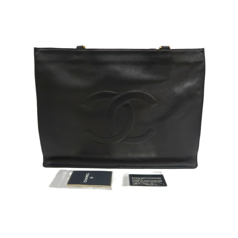 CHANEL Caviar Leather Tote Shoulder Bag, Black, Gold‑Tone Hardware, With Guarantee Card