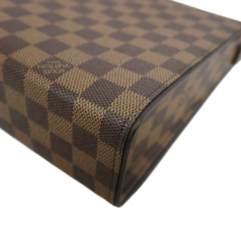 LOUISVUITTON Vintage Damier Ebene Brown Checkerboard Tribeca Mini Flap Shoulder Underarm Bag, With Vachetta Leather Slim Strap, Gold Hardware
