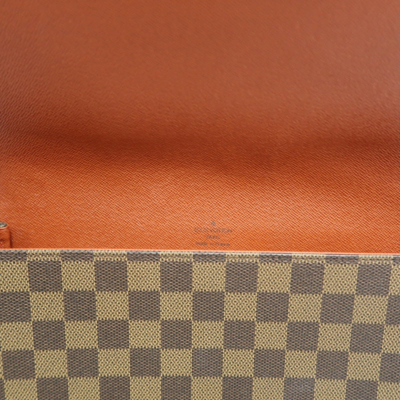 LOUISVUITTON Vintage Damier Ebene Brown Checkerboard Tribeca Mini Flap Shoulder Underarm Bag, With Vachetta Leather Slim Strap, Gold Hardware