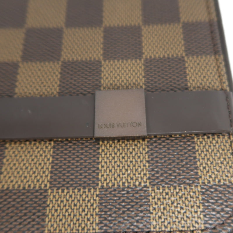 LOUISVUITTON Vintage Damier Ebene Brown Checkerboard Tribeca Mini Flap Shoulder Underarm Bag, With Vachetta Leather Slim Strap, Gold Hardware