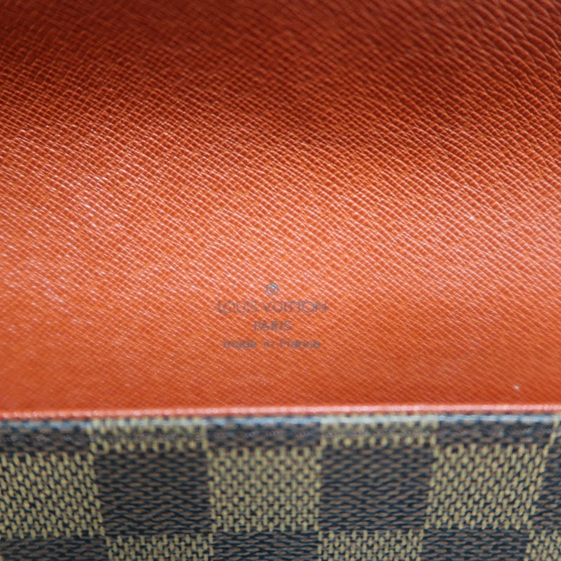 LOUISVUITTON Vintage Damier Ebene Brown Checkerboard Tribeca Mini Flap Shoulder Underarm Bag, With Vachetta Leather Slim Strap, Gold Hardware