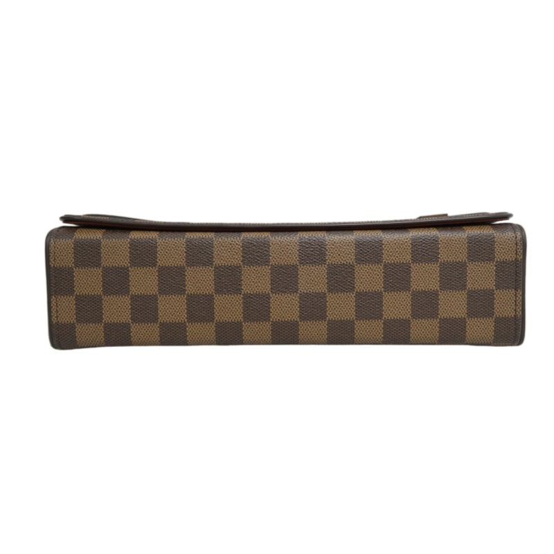 LOUISVUITTON Vintage Damier Ebene Brown Checkerboard Tribeca Mini Flap Shoulder Underarm Bag, With Vachetta Leather Slim Strap, Gold Hardware