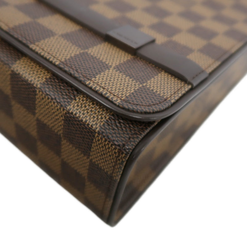LOUISVUITTON Vintage Damier Ebene Brown Checkerboard Tribeca Mini Flap Shoulder Underarm Bag, With Vachetta Leather Slim Strap, Gold Hardware