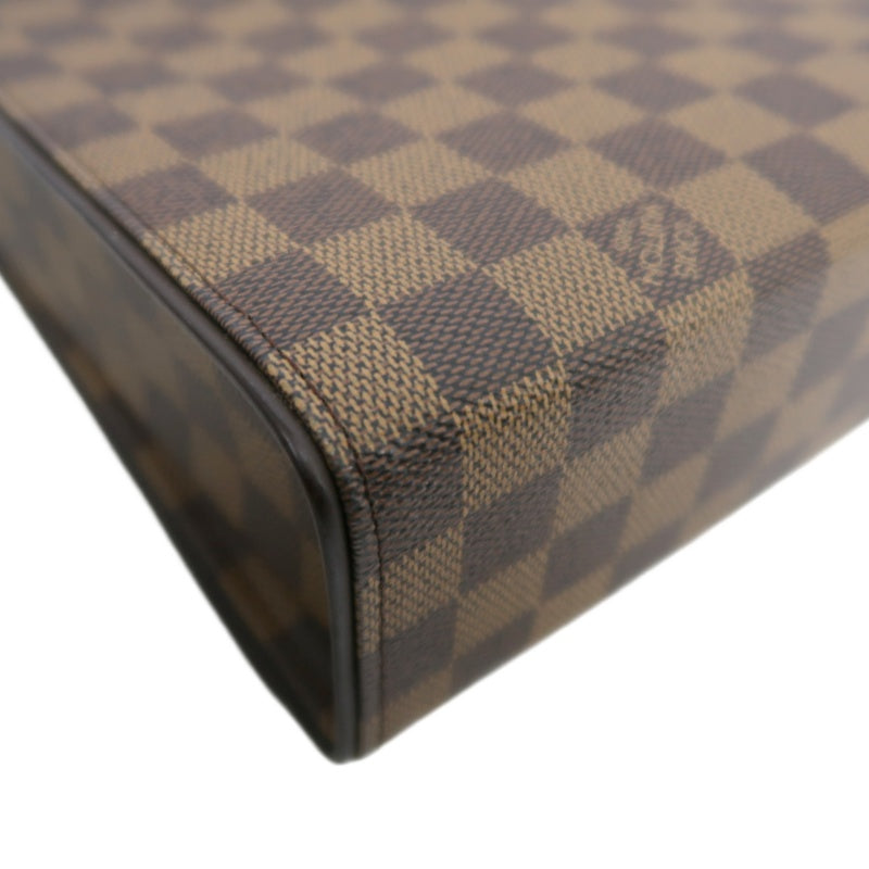 LOUISVUITTON Vintage Damier Ebene Brown Checkerboard Tribeca Mini Flap Shoulder Underarm Bag, With Vachetta Leather Slim Strap, Gold Hardware