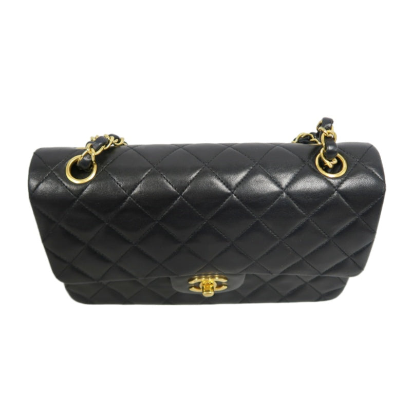CHANEL Classic Matelasse Flap Chain Shoulder Bag Lambskin Black Gold Hardware