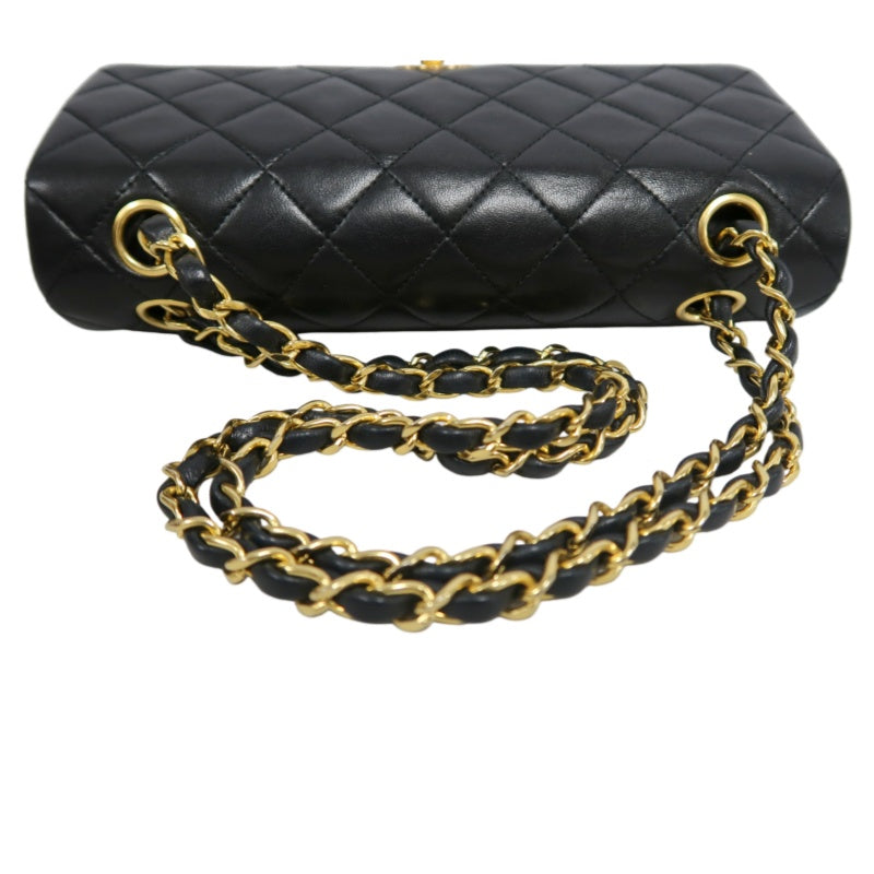 CHANEL Classic Matelasse Flap Chain Shoulder Bag Lambskin Black Gold Hardware
