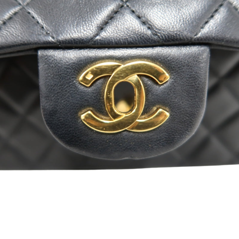 CHANEL Classic Matelasse Flap Chain Shoulder Bag Lambskin Black Gold Hardware