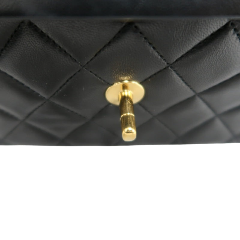 CHANEL Classic Matelasse Flap Chain Shoulder Bag Lambskin Black Gold Hardware