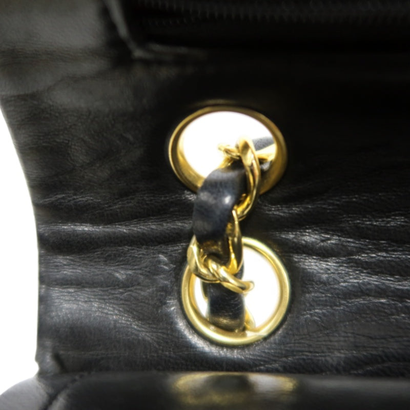 CHANEL Classic Matelasse Flap Chain Shoulder Bag Lambskin Black Gold Hardware