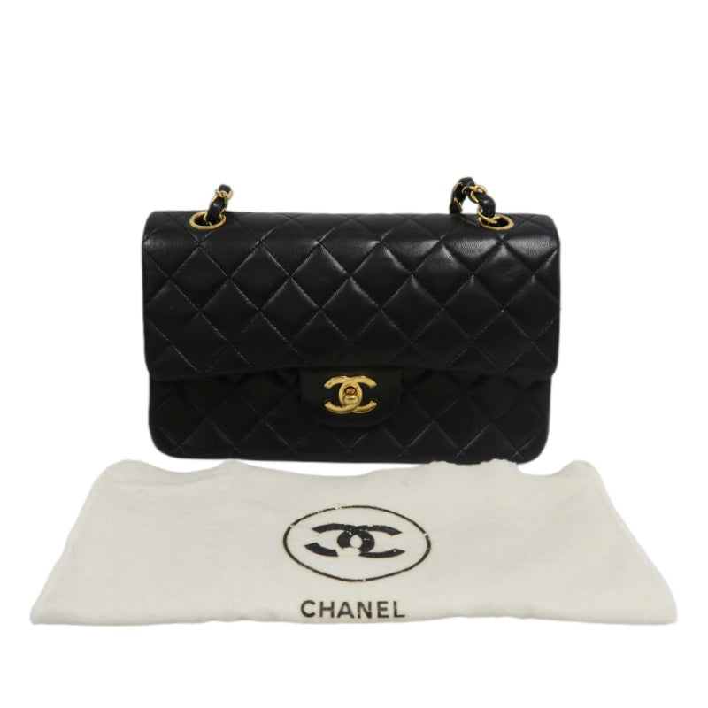 CHANEL Classic Matelasse Flap Chain Shoulder Bag Lambskin Black Gold Hardware