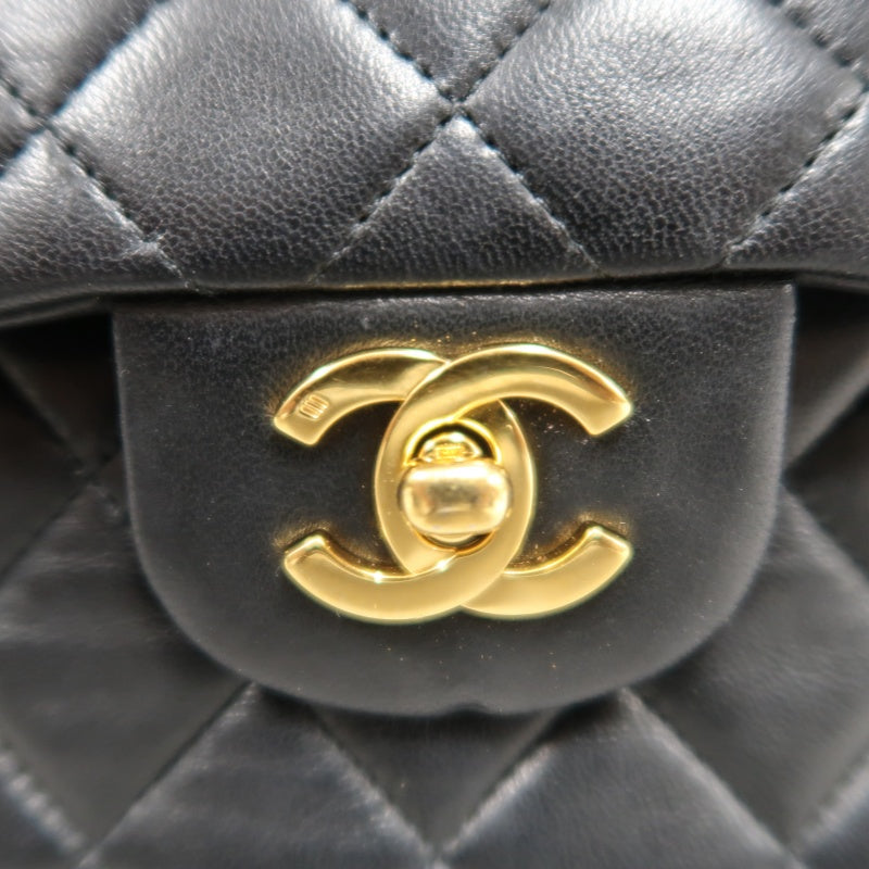 CHANEL Classic Matelasse Flap Chain Shoulder Bag Lambskin Black Gold Hardware