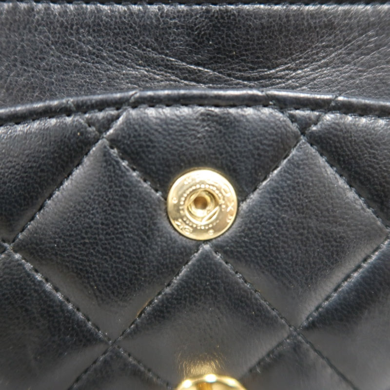 CHANEL Classic Matelasse Flap Chain Shoulder Bag Lambskin Black Gold Hardware