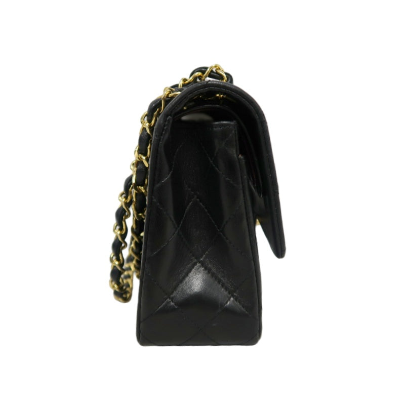 CHANEL Classic Matelasse Flap Chain Shoulder Bag Lambskin Black Gold Hardware