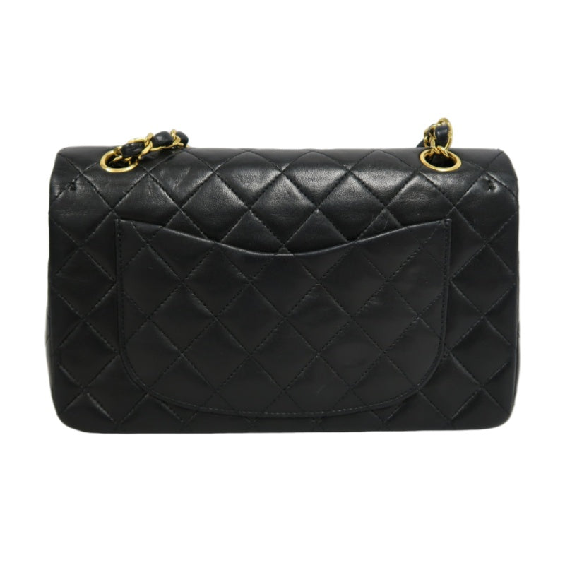 CHANEL Classic Matelasse Flap Chain Shoulder Bag Lambskin Black Gold Hardware