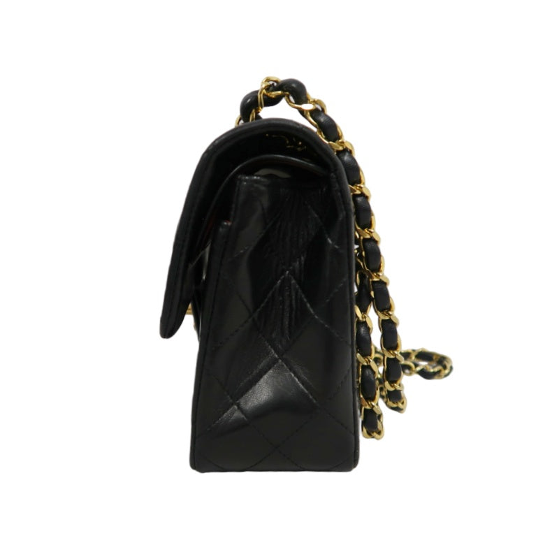 CHANEL Classic Matelasse Flap Chain Shoulder Bag Lambskin Black Gold Hardware
