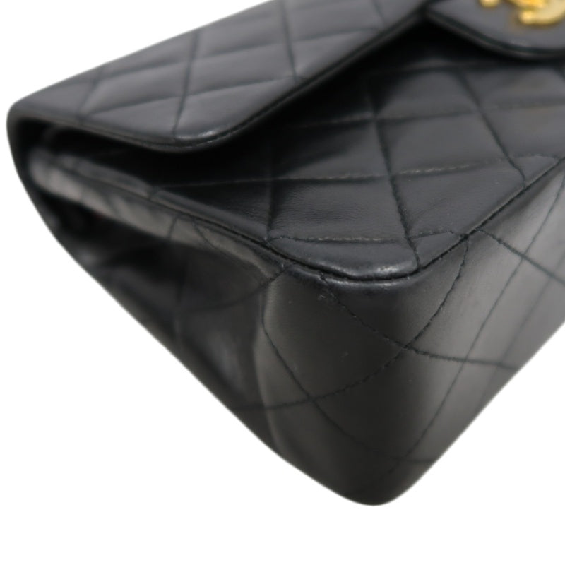 CHANEL Classic Matelasse Flap Chain Shoulder Bag Lambskin Black Gold Hardware