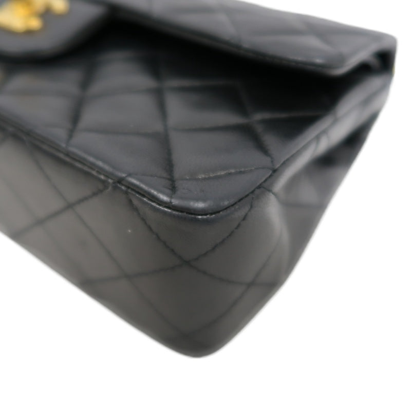 CHANEL Classic Matelasse Flap Chain Shoulder Bag Lambskin Black Gold Hardware