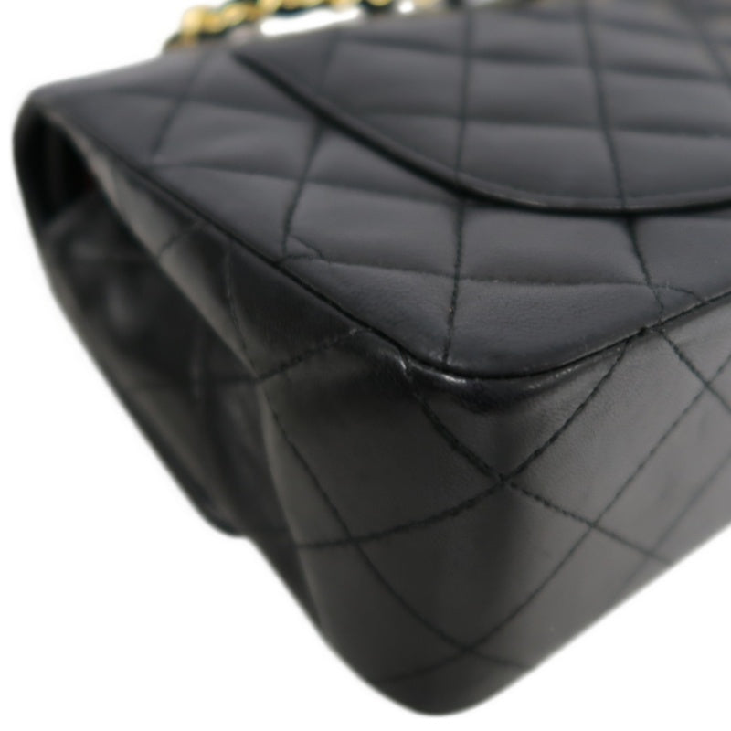 CHANEL Classic Matelasse Flap Chain Shoulder Bag Lambskin Black Gold Hardware