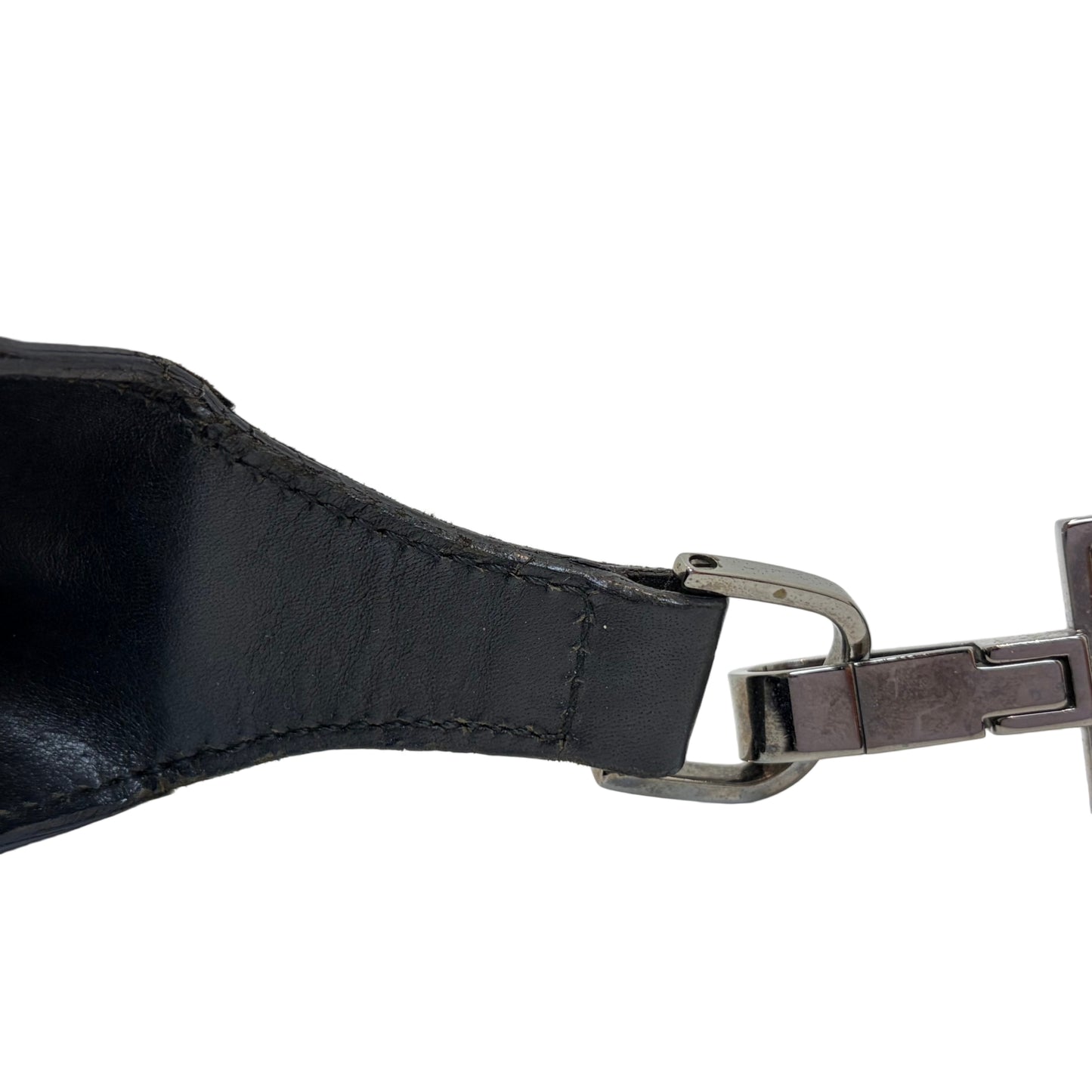 GUCCI Vintage GG Canvas Jackie Shoulder Bag Black Leather Trim Silver Hardware