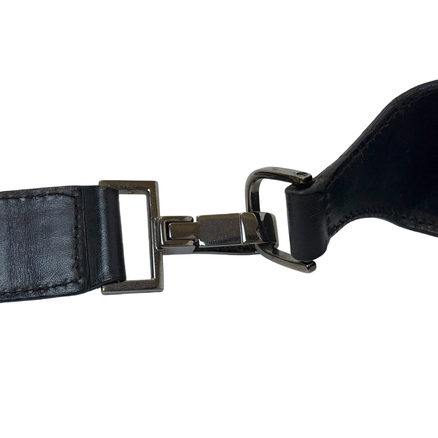 GUCCI Vintage GG Canvas Jackie Shoulder Bag Black Leather Trim Silver Hardware
