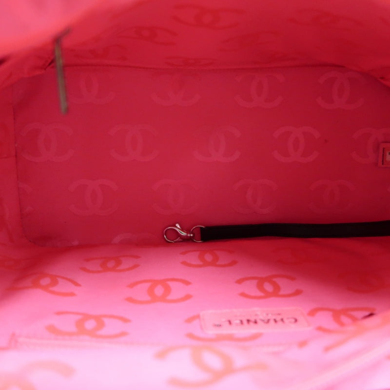 CHANEL Cambon Line Matelasse Tote Bag Lambskin Black Silver Hardware
