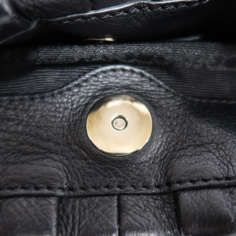 CELINE Gathered Soft Calfskin Handbag Black Pebbled Leather Gold Brand Medallion Charm Removable Shoulder Strap Compatible Spacious Vintage Classic Casual Commute Bag