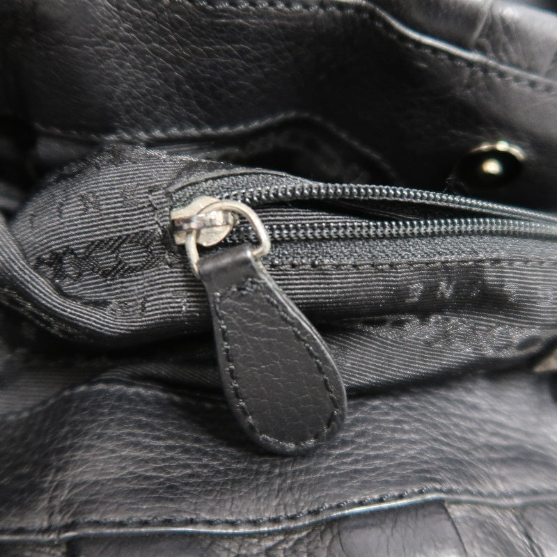 CELINE Gathered Soft Calfskin Handbag Black Pebbled Leather Gold Brand Medallion Charm Removable Shoulder Strap Compatible Spacious Vintage Classic Casual Commute Bag