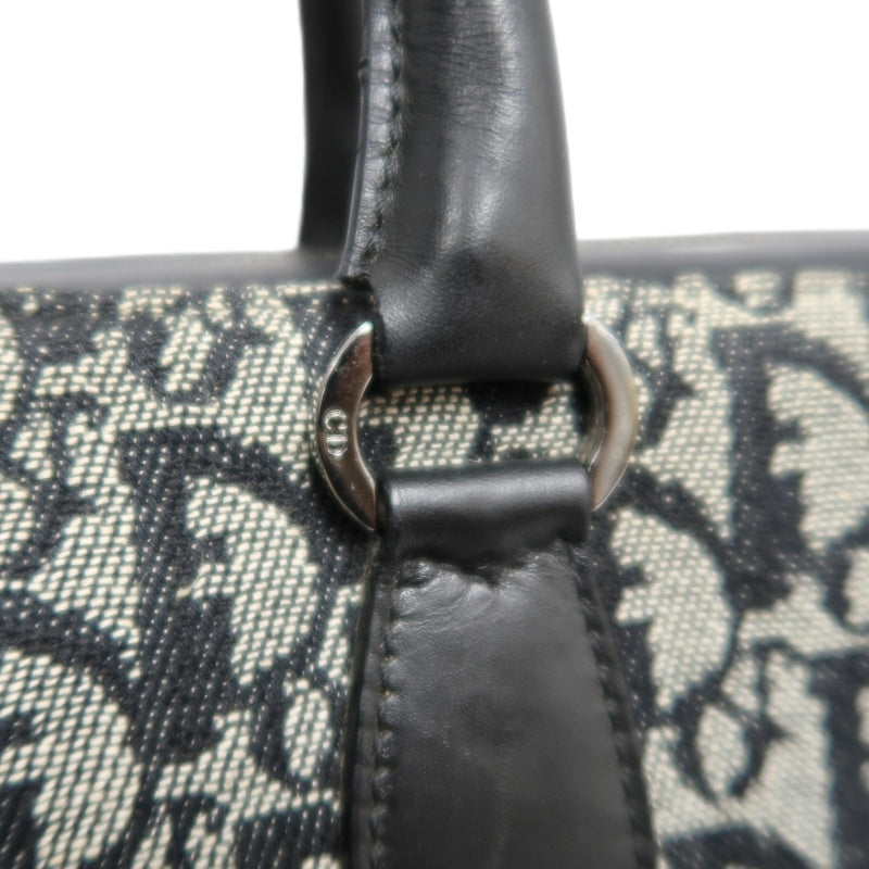 DIOR Vintage Trotter Oblique Navy Monogram Canvas Large Capacity Commuter Tote Briefcase Handbag