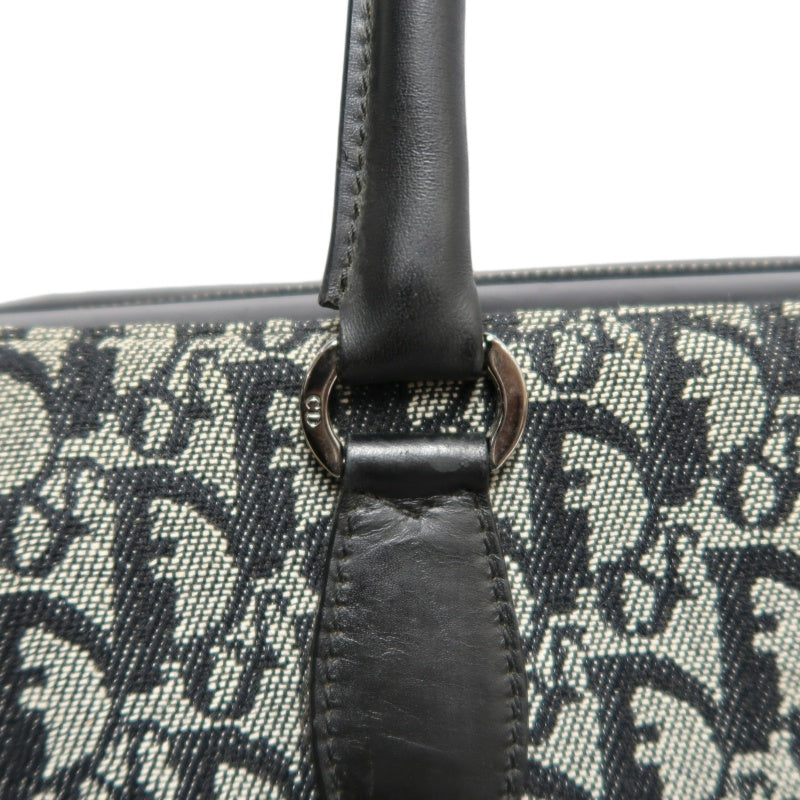 DIOR Vintage Trotter Oblique Navy Monogram Canvas Large Capacity Commuter Tote Briefcase Handbag