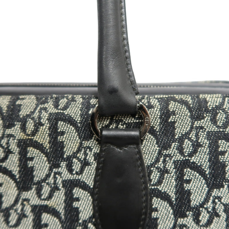 DIOR Vintage Trotter Oblique Navy Monogram Canvas Large Capacity Commuter Tote Briefcase Handbag