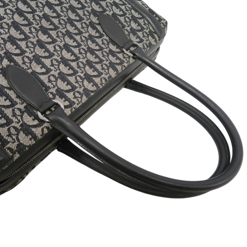 DIOR Vintage Trotter Oblique Navy Monogram Canvas Large Capacity Commuter Tote Briefcase Handbag