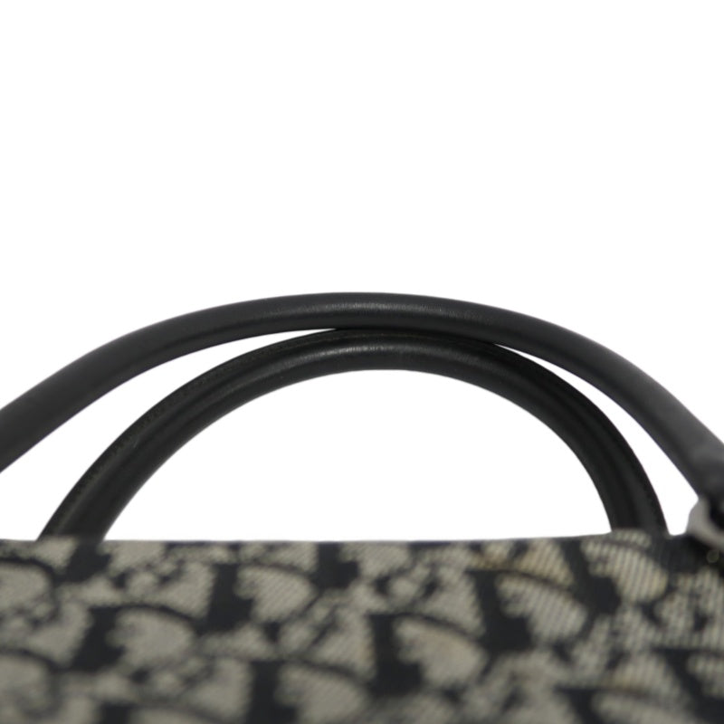 DIOR Vintage Trotter Oblique Navy Monogram Canvas Large Capacity Commuter Tote Briefcase Handbag